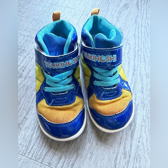 Tsukihoshi Vibrant Blue and Yellow Kids Sneakers - Picture 1 of 5